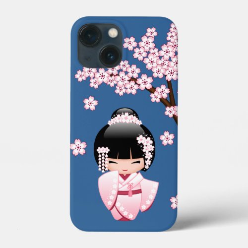 White Kimono Kokeshi Doll _ Cute Geisha Girl iPhone 13 Mini Case