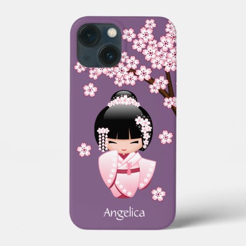 White Kimono Kokeshi Doll _ Cute Geisha Girl iPhone 13 Mini Case