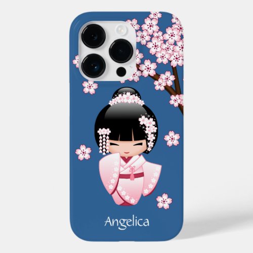 White Kimono Kokeshi Doll _ Cute Geisha Girl Case_Mate iPhone 14 Pro Case