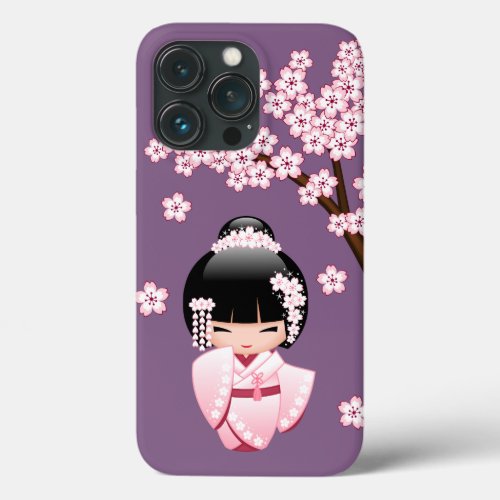 White Kimono Kokeshi Doll _ Cute Geisha Girl iPhone 13 Pro Case