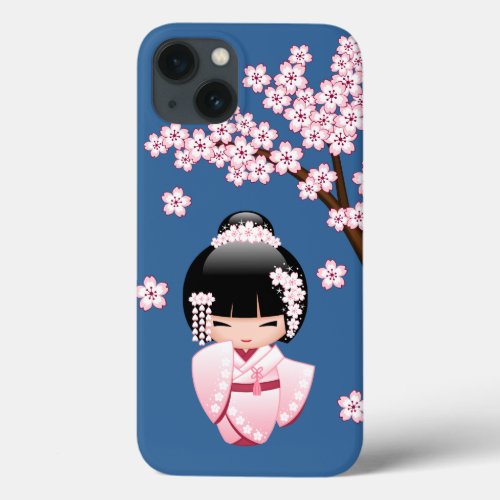 White Kimono Kokeshi Doll _ Cute Geisha Girl iPhone 13 Case