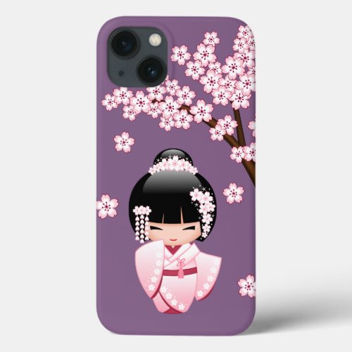 White Kimono Kokeshi Doll _ Cute Geisha Girl iPhone 13 Case