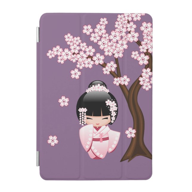 White Kimono Kokeshi Doll - Cute Geisha Girl iPad Mini Cover (Front)