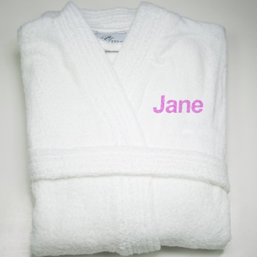 White Kimono-style Embroidered Ladies Cotton Robe (Folded)