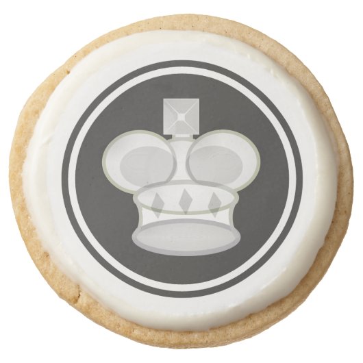White King Chess Piece Round Shortbread Cookie (Front)