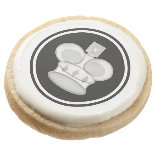 White King Chess Piece Round Shortbread Cookie (Angled)