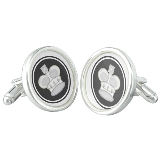White King Chess Pieces Cufflinks (Angled)