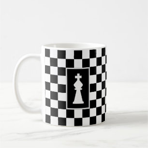 White King on Black & White Chess Coffee Mug