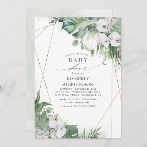 White King Protea Orchids Tropical Baby Shower Invitation