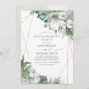 White King Protea Orchids Tropics Engagement Party Invitation