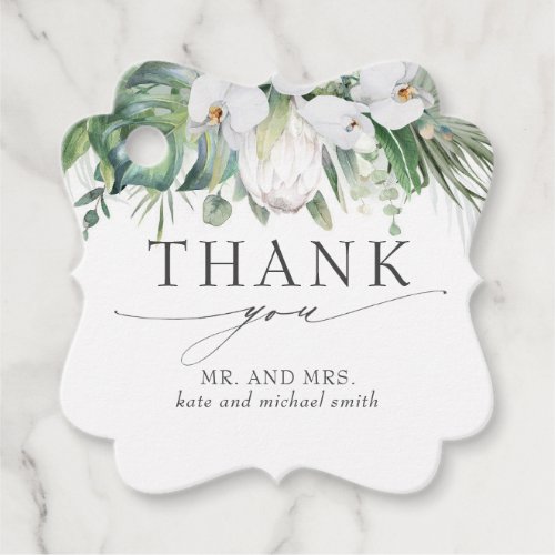 White King Protea Orchids Wedding Thank You Favor Tags