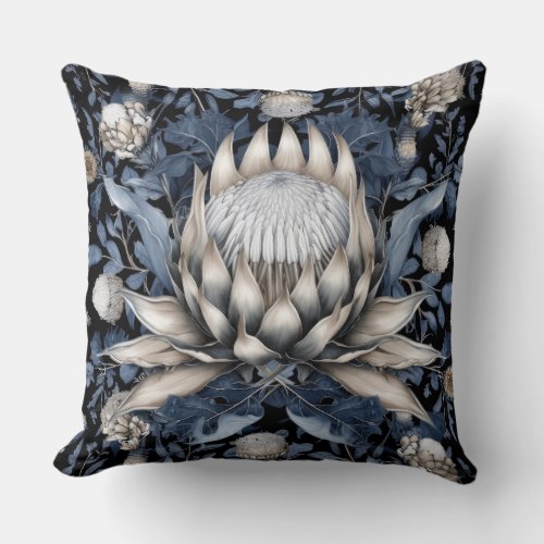 White King Protea Throw Pillow