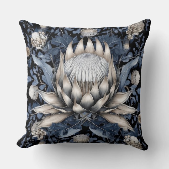 White King Protea Throw Pillow (Front)