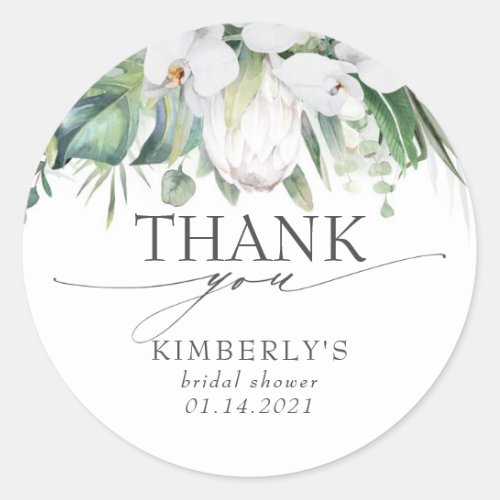 White King Protea Tropical Elegant Thank You Classic Round Sticker