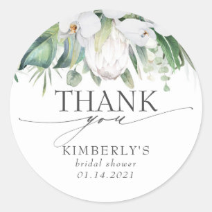 White King Protea Tropical Elegant Thank You Classic Round Sticker