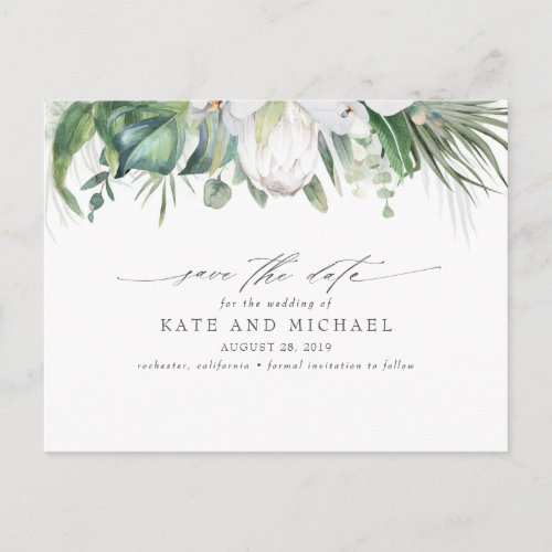 White King Protea Tropical Floral Save the Date Postcard