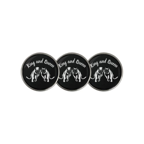 White Kings and Queens Black Leo Lion and Lioness Golf Ball Marker