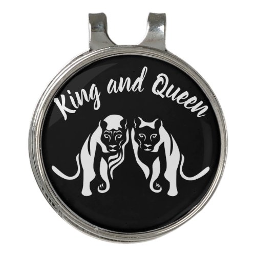 White Kings and Queens Black Leo Lion and Lioness Golf Hat Clip