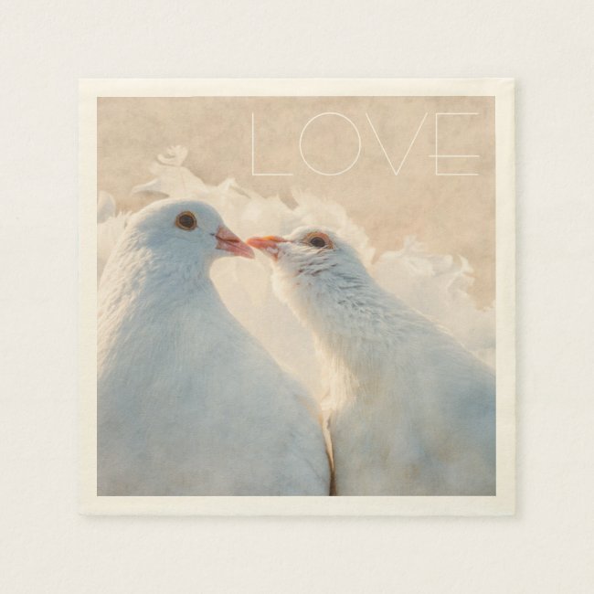 White Kissing Doves - Love customizable