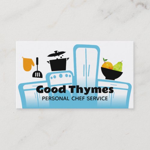 white kitchen appliances vegetables herbs cooki business card