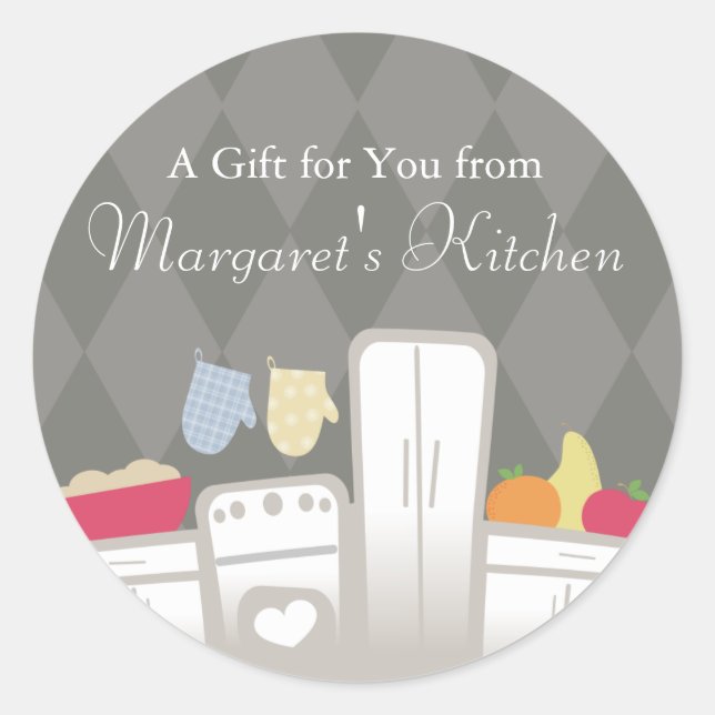 white kitchen fruit dough bakery package sticke... classic round sticker (Front)