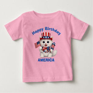 White Kitten (1f) Patriotic Kid T-Shirt