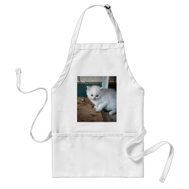 White Kitten Adult Apron (Front)