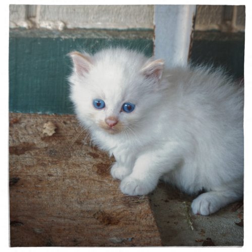 White Kitten Cloth Napkin