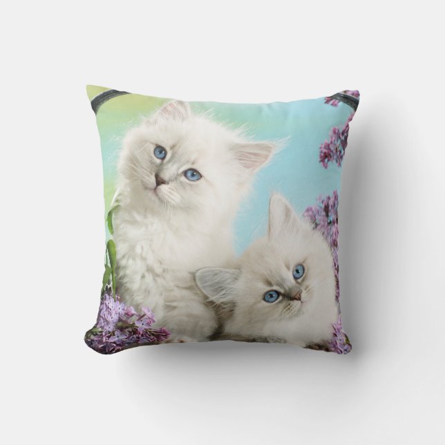 White Kitten Decorative Pillow (Front)
