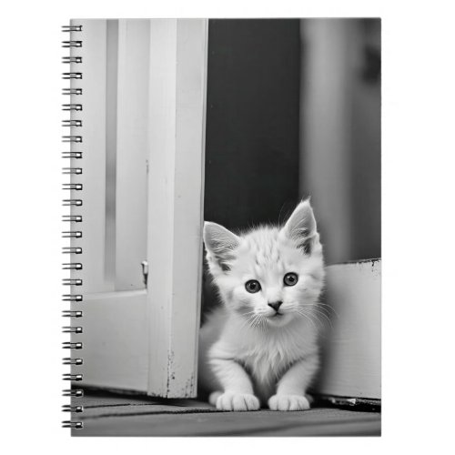 White Kitten In Doorway Notebook