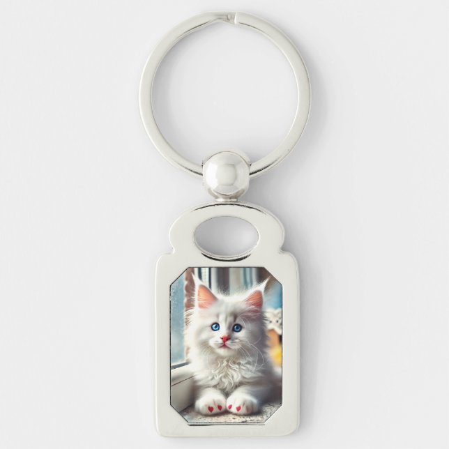 White Kitten Keychain (Front)