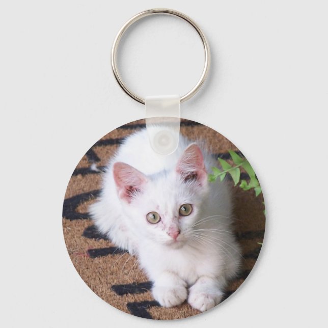 White Kitten Keychain (Front)