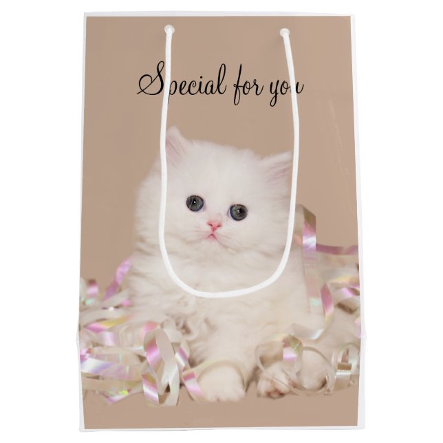 White kitten medium gift bag (Back)