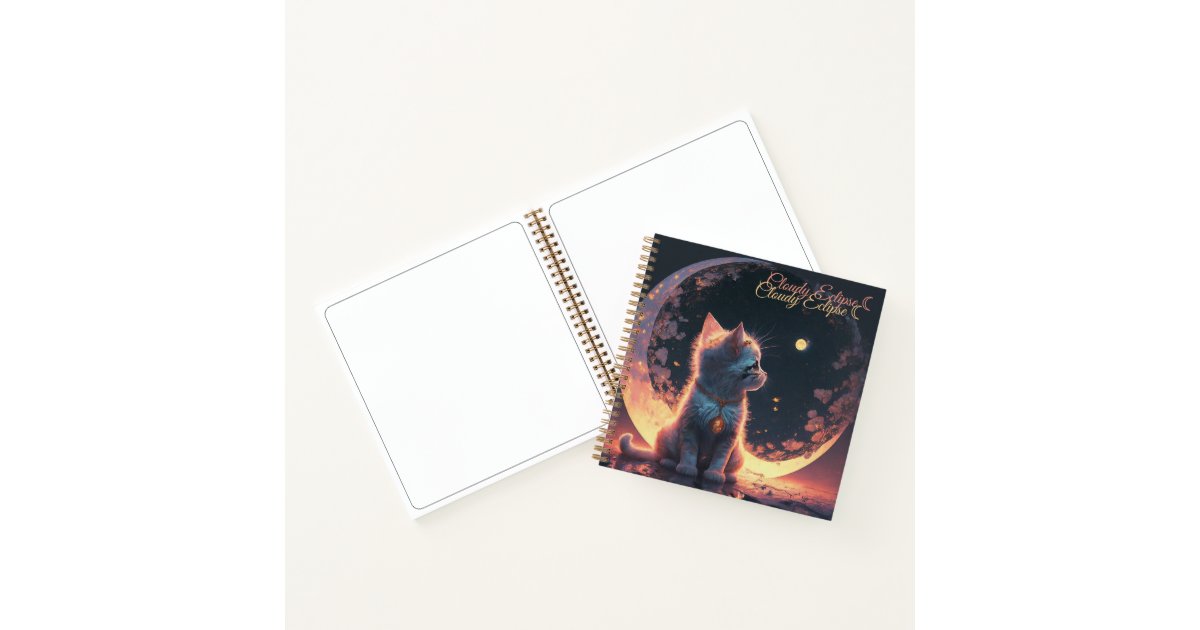 White Kitten Moon Spiral Notebook | Zazzle