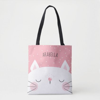 White Kitten - Name Tote Bag