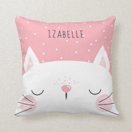 White Kitten - Nursery Decor - Name Throw Pillow