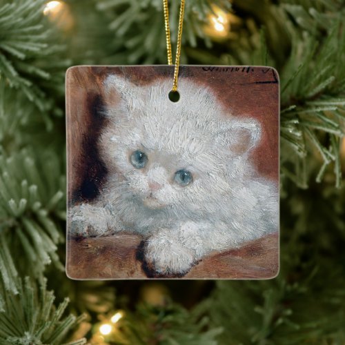 White Kitten Painting  H Ronner_Knip  Ornament 