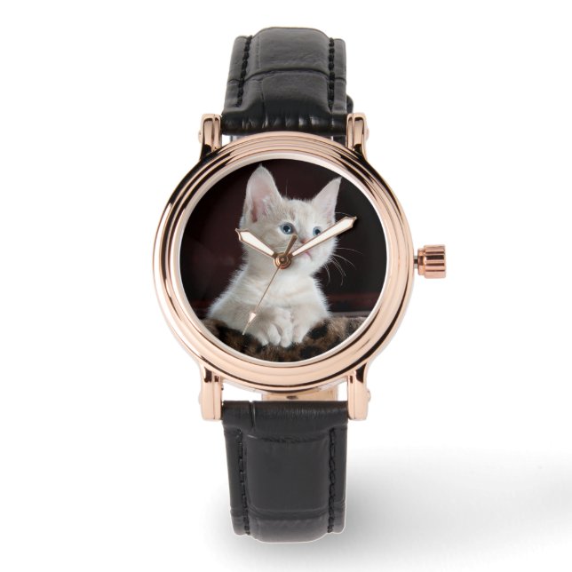 White Kitten Photo Template Animal Lovers Watch (Front)