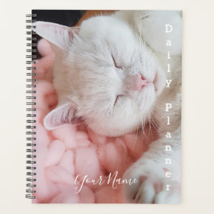 White Kitten Pink Bed - Daily Planner- HAMbWG Planner