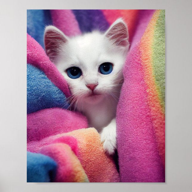 White Kitten - Rainbow Critters Collection Poster (Front)