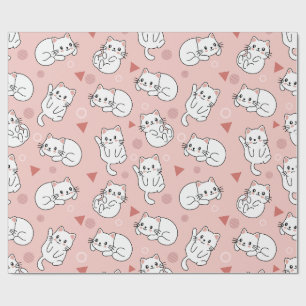 White Kitten Seamless Design Wrapping Paper