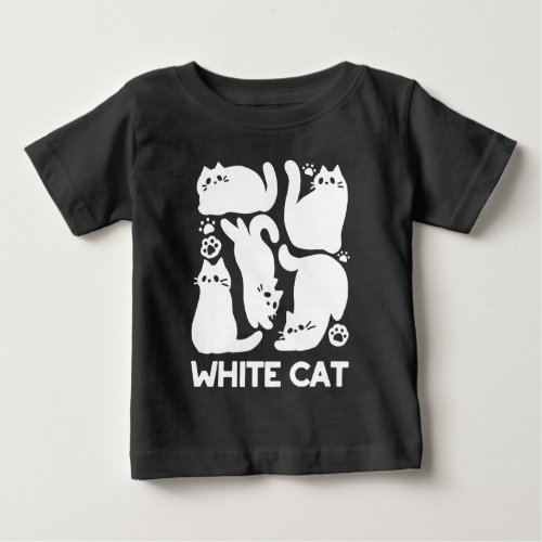 White Kitten Silhouettes _ Cute Feline Design Baby T_Shirt