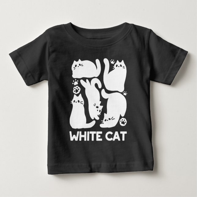 White Kitten Silhouettes - Cute Feline Design Baby T-Shirt (Front)