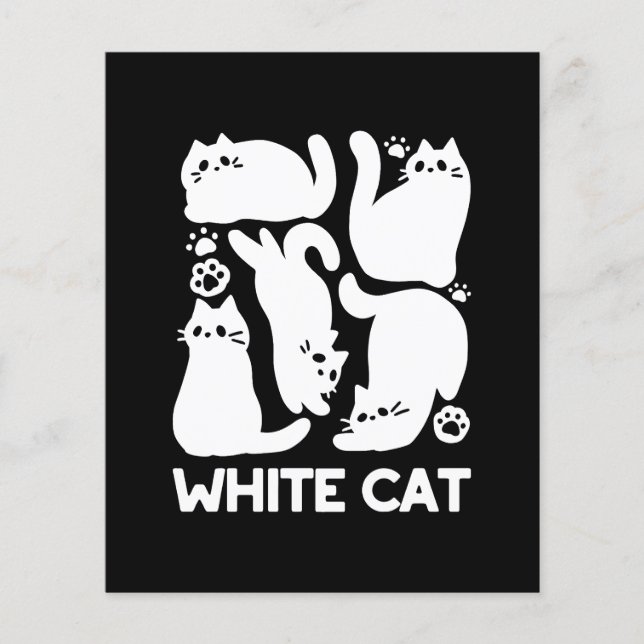 White Kitten Silhouettes - Cute Feline Design Flyer (Front)