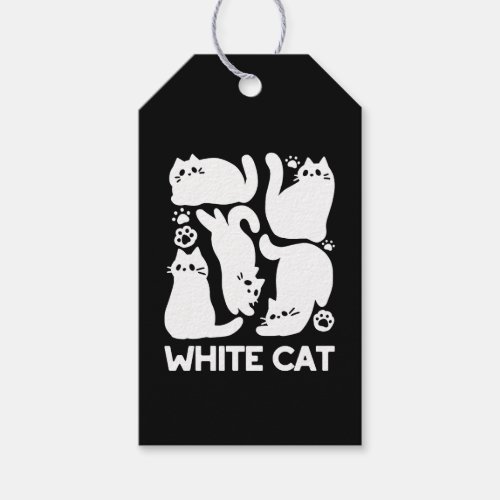 White Kitten Silhouettes _ Cute Feline Design Gift Tags