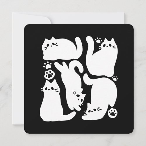 White Kitten Silhouettes _ Cute Feline Design Holiday Card