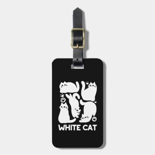 White Kitten Silhouettes _ Cute Feline Design Luggage Tag