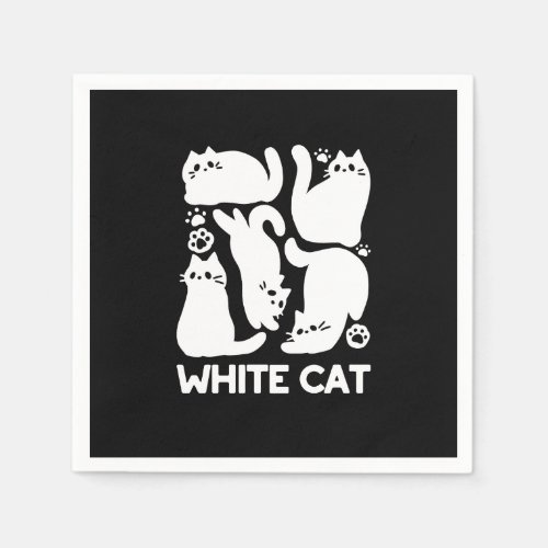 White Kitten Silhouettes _ Cute Feline Design Napkins