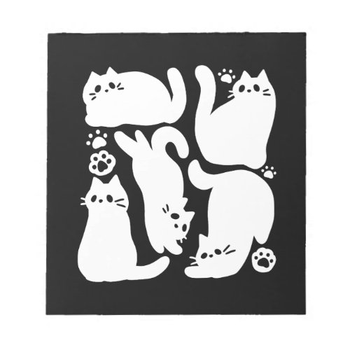 White Kitten Silhouettes _ Cute Feline Design Notepad