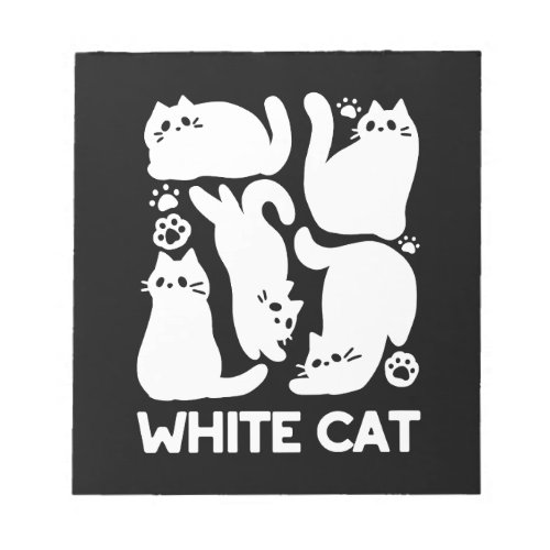 White Kitten Silhouettes _ Cute Feline Design Notepad